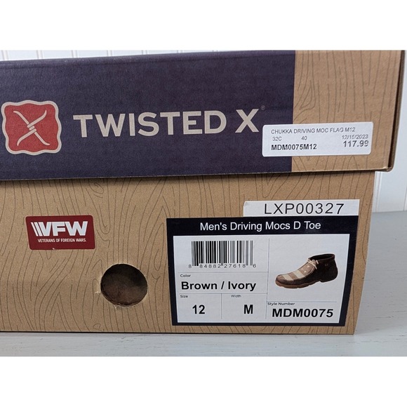 Twisted Mens Chukka Driving Moc MDM0075 Brown/Ivory USA Flag Casual Size 12M NOB